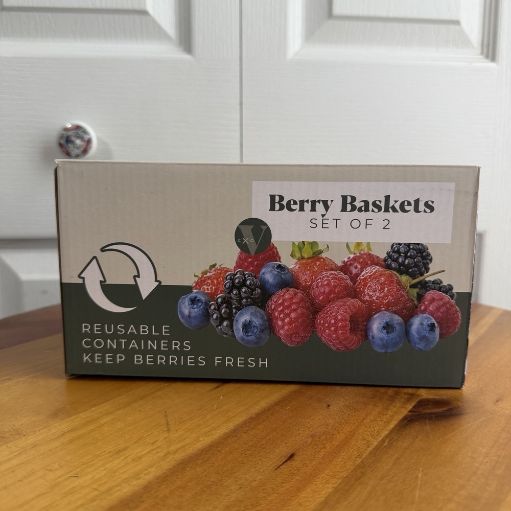 Vita Goods Co Set Of 2 Berry Baskets‎ Reusable Containers NEW Cottage Farmhouse